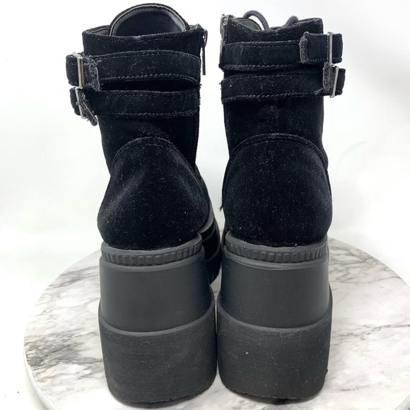 Demonia Velvet Technopagan Lace Up Mega Platform Chunky Boots 10-10.5 Goth Punk - Picture 5 of 16